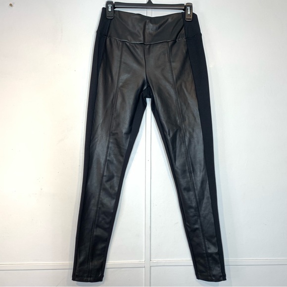 ZELLA High Waist Faux Leather Hybrid Leggings - Picture 3 of 12